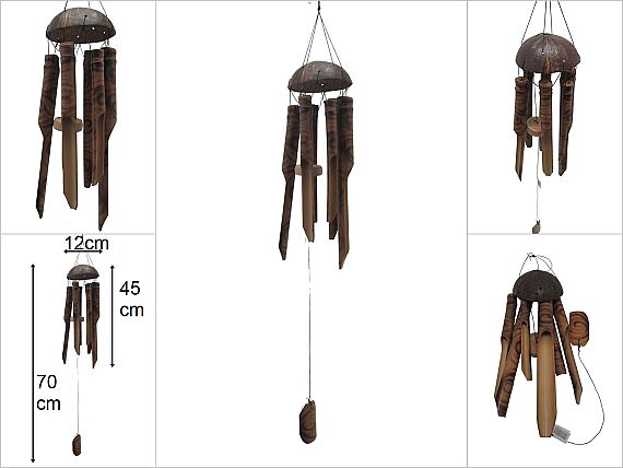 sd31116 hindistan cevizi çatılı çiçek desenli no1 bambu rüzgar çanı - 1