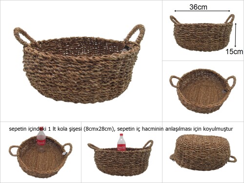 sd31428 dekoratif yuvarlak no1 hasır sele sepet - 
