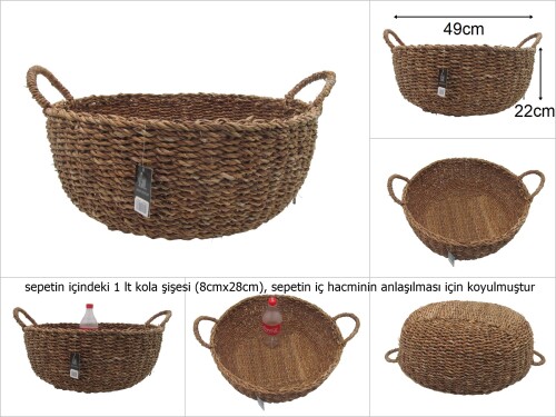 sd31430 dekoratif yuvarlak no3 hasır sele sepet - 