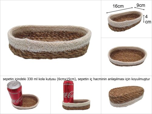 sd31529 krem kenarlı hasır oval sepet no:1 - 