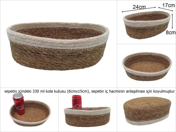 sd31533 krem kenarlı hasır oval sepet no:5 - 1