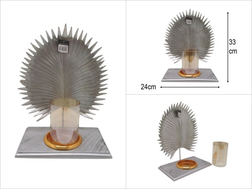 sd31820 gümüş renkli palmiye mumluk - BU ÜRÜN SADECE MAĞAZADAN SATIŞ