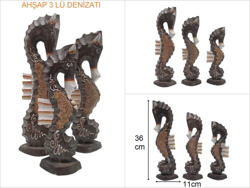sd33157 otantik üçlü ahşap denizatı - 