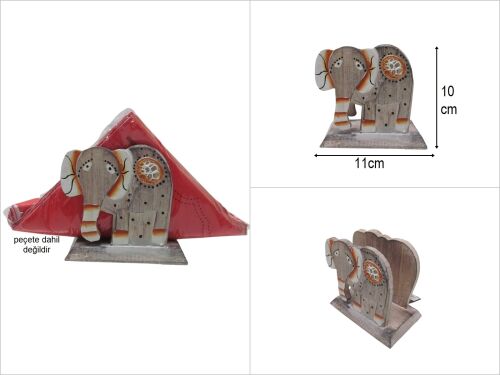 sd33514 dekoratif otantik ahşap peçetelik fil - 