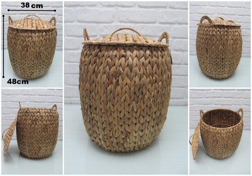 sd33664 dekoratif kapaklı no3 hasır sepet - 