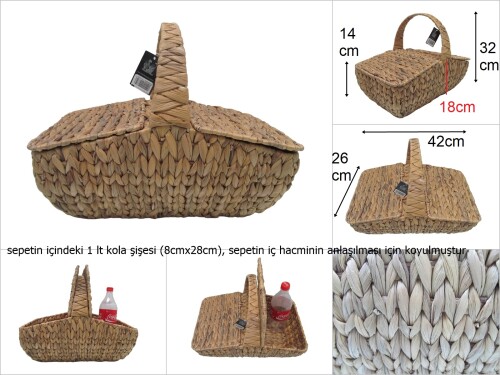 sd33698 üstten saplı çift kapaklı hasır piknik sepeti - 