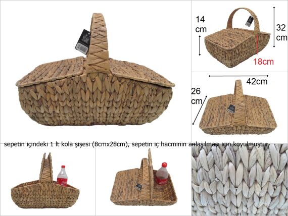 sd33698 üstten saplı çift kapaklı hasır sepet - 1