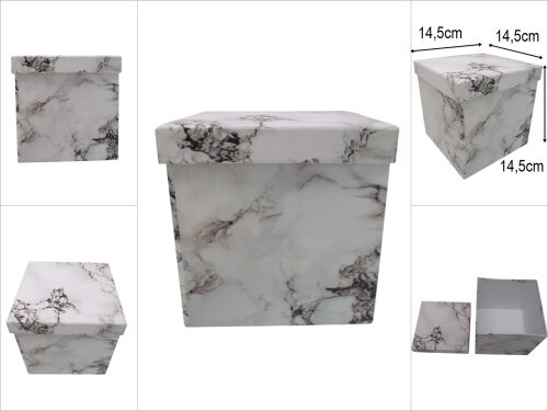 sd33884 kare no:4 beyaz mermer desenli karton hediye kutusu - 