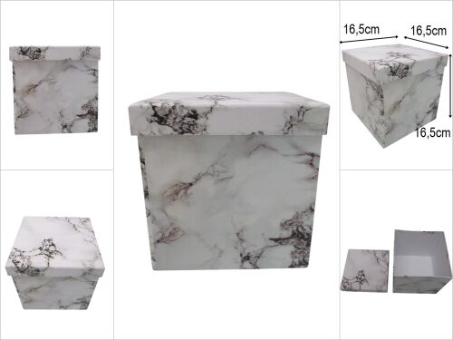 sd33885 kare no:5 beyaz mermer desenli karton hediye kutusu - 