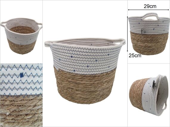 sd34020 dekoratif no2 saksı sepeti & organizer sepet (hasır+tekstil) - 1