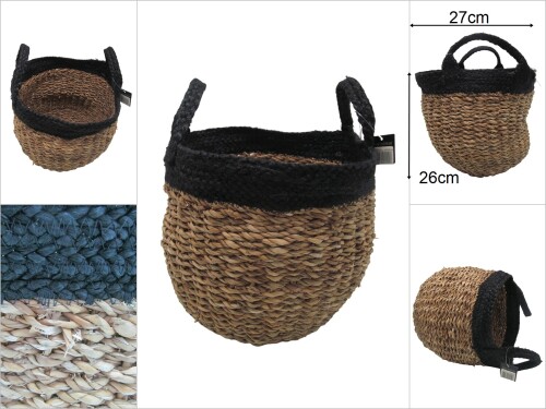 sd34082 yuvarlak kulplu no1 derin hasır sepet (saksı sepeti&çok amaçlı organizer sepet) - 