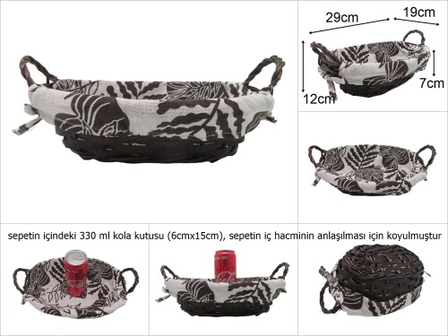 sd34352 oval kulplu kumaşlı sepet - 