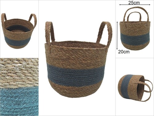 sd34532 dekoratif kulplu no1 yuvarlak derin hasır sepet - 