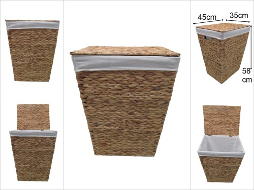 sd35061 köşeli kapaklı derin dekoratif hasır sepet - 