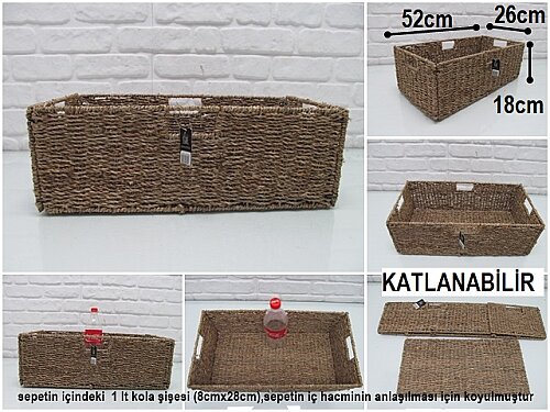 sd35186 dikdörtgen katlanır düzenleyici hasır sepet - 