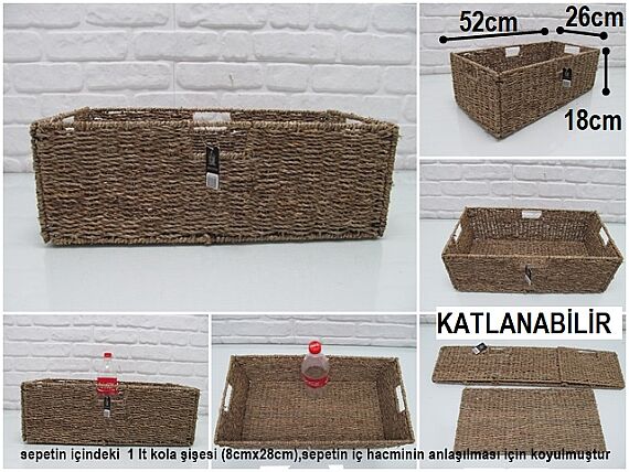 sd35186 dikdörtgen katlanır düzenleyici hasır sepet - 1