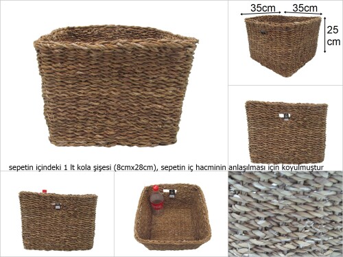 sd35189 dekoratif no3 düzenleyici organizer derin hasır sepet - 