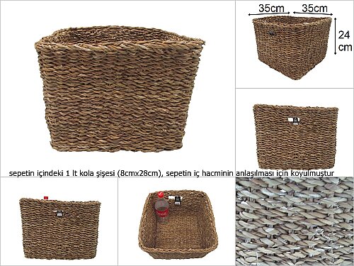 sd35189 dekoratif no3 düzenleyici organizer derin kare hasır sepet - 