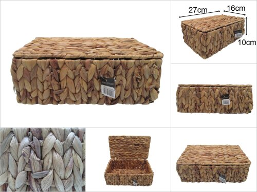 sd35326 dekoratif dikdörtgen no1 kapaklı naturel hasır sepet kutu - 