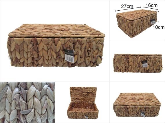 sd35326 dekoratif dikdörtgen no1 kapaklı naturel hasır sepet kutu - 1