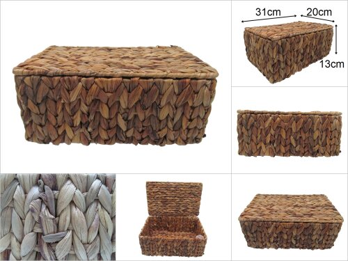 sd35327 dekoratif dikdörtgen no2 kapaklı naturel hasır sepet kutu - 