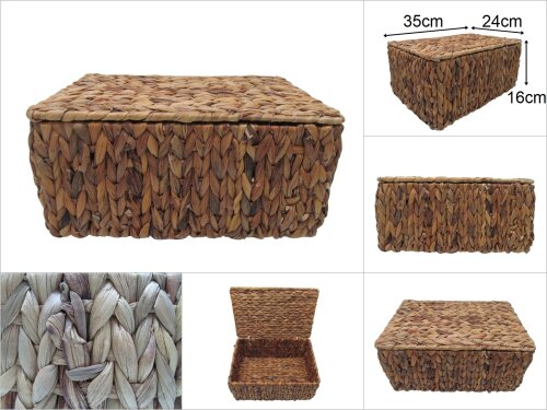 sd35328 dekoratif dikdörtgen no3 kapaklı naturel hasır sepet kutu - 