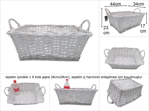 sd35535 dekoratif organizer beyaz dikdörtgen sele sepet - 