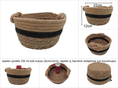 sd35622 dekoratif no1 yuvarlak hasır sepet - 