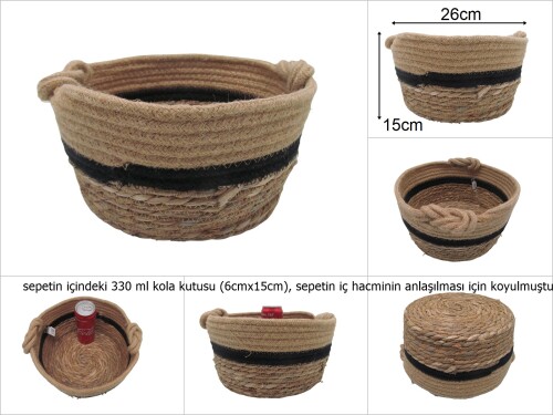 sd35623 dekoratif no2 yuvarlak hasır sepet - 