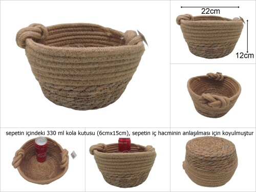 sd35625 dekoratif no1 yuvarlak hasır sepet - 