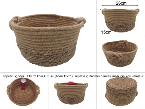 sd35626 dekoratif no2 yuvarlak hasır sepet - 