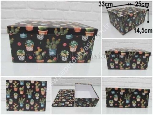 sd36074 kaktüs desenli no8 dikdörtgen hediye&saklama kutusu - 