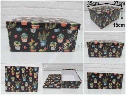 sd36075 kaktüs desenli no9 dikdörtgen hediye&saklama kutusu - 