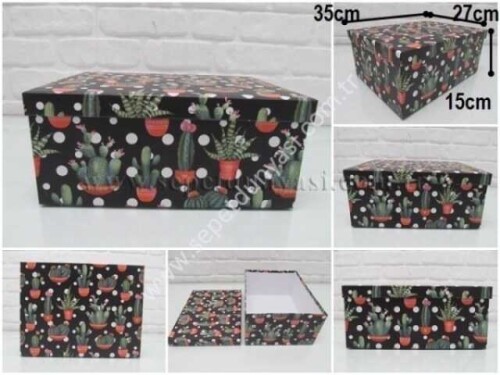 sd36028 kaktüs desenli no9 dikdörtgen hediye&saklama kutusu - 