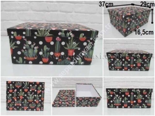 sd36029 kaktüs desenli no10 dikdörtgen hediye&saklama kutusu - 