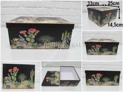 sd36037 kaktüs desenli no8 dikdörtgen hediye&saklama kutusu - 
