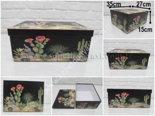 sd36038 kaktüs desenli no9 dikdörtgen hediye&saklama kutusu - 