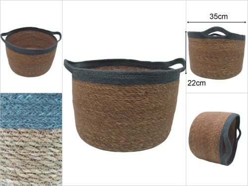 sd39521 yuvarlak kulplu no4 dekoratif derin hasır sepet - 