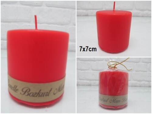 sd39844 dekoratif silindir kırmızı mum 7cmx7cm - 