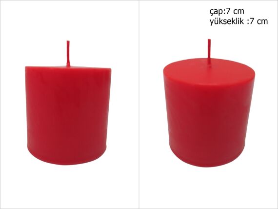 sd39844 dekoratif silindir kırmızı mum 7cmx7cm - 1