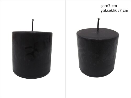 sd39845 dekoratif silindir siyah mum 7cmx7cm - 