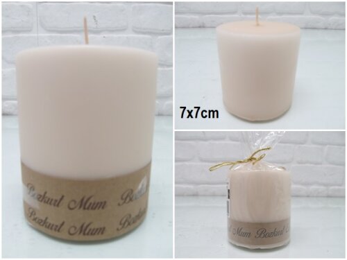 sd39847 dekoratif silindir fil dişi rengi mum 7cmx7cm - 