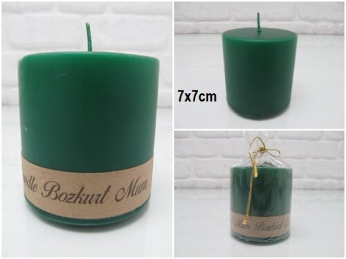 sd39848 dekoratif silindir yeşil mum 7cmx7cm - 