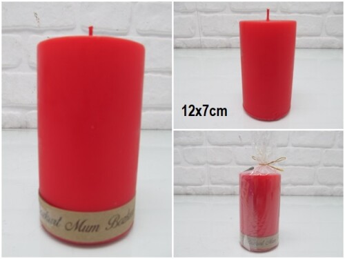 sd39850 dekoratif silindir kırmızı mum 7cmx12cm - 