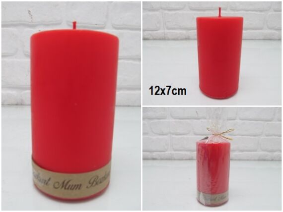 sd39850 dekoratif silindir kırmızı mum 7cmx12cm - 1