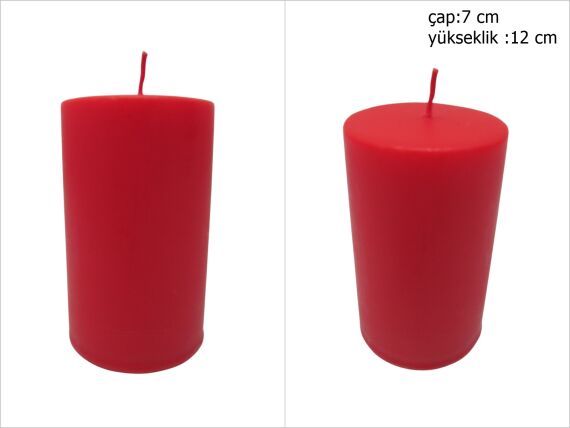 sd39850 dekoratif silindir kırmızı mum 7cmx12cm - 1
