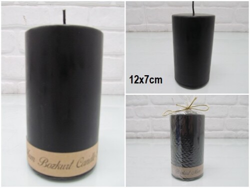 sd39851 dekoratif silindir siyah mum 7cmx12cm - 