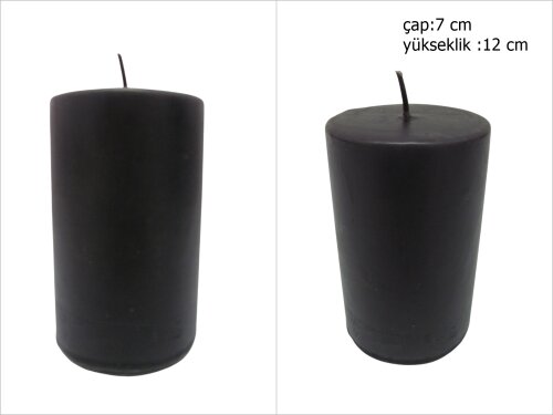 sd39851 dekoratif silindir siyah mum 7cmx12cm - 