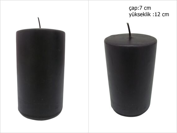 sd39851 dekoratif silindir siyah mum 7cmx12cm - 1