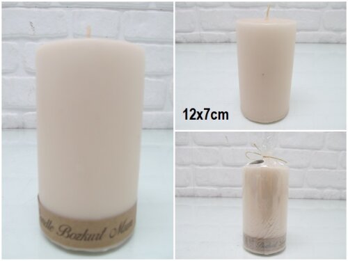 sd39852 dekoratif silindir fil dişi rengi mum 7cmx12cm - 